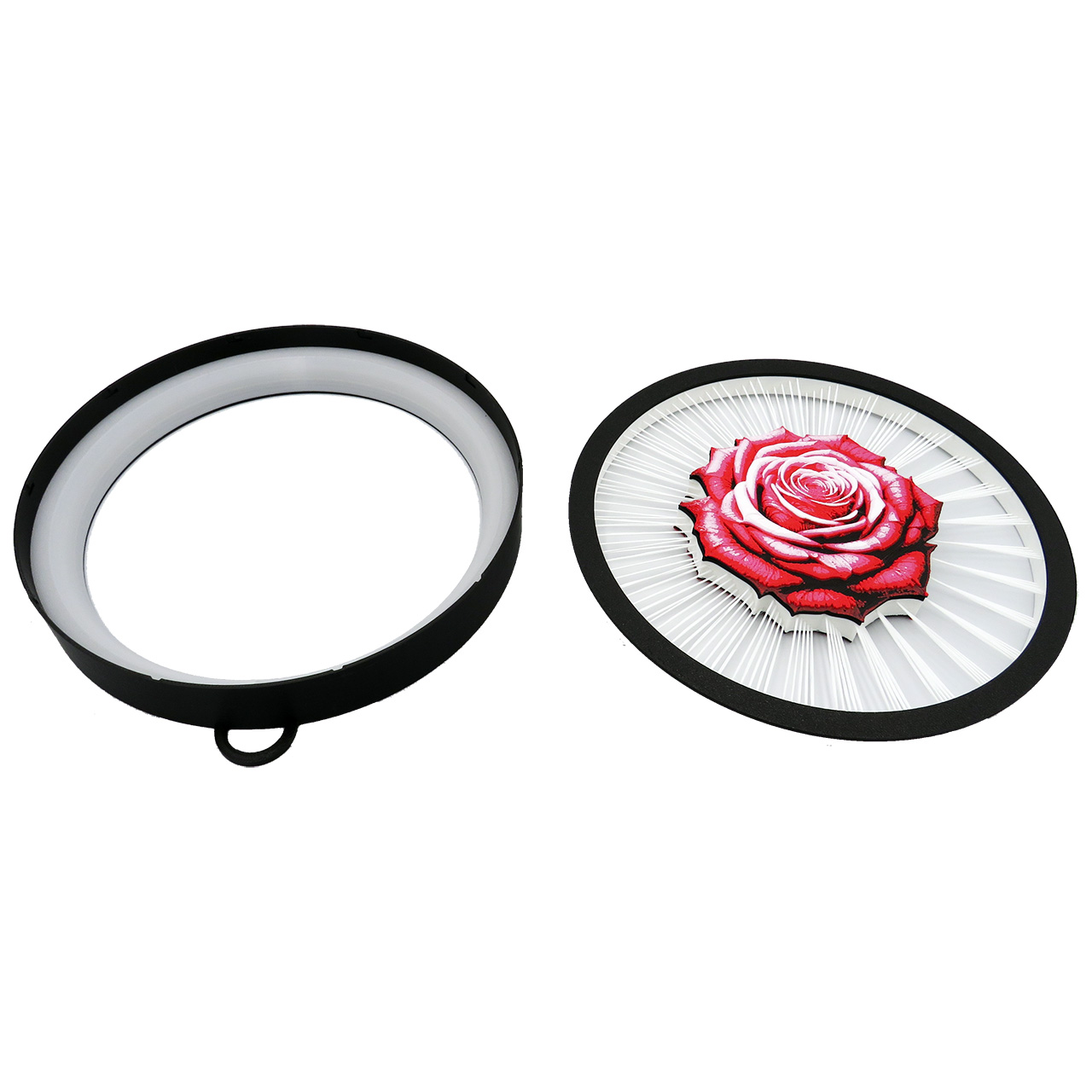 03 Sienine dekoracija apskritimo formos-roze-plastiko gijos