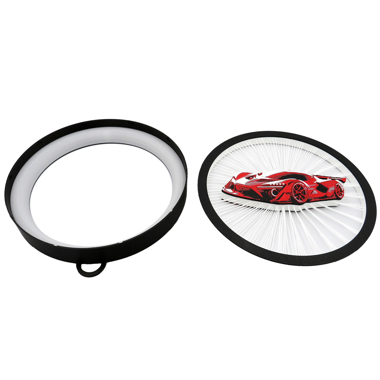 03 Staline dekoracija apskritimo formos-sportinis automobilis-plastiko gijos