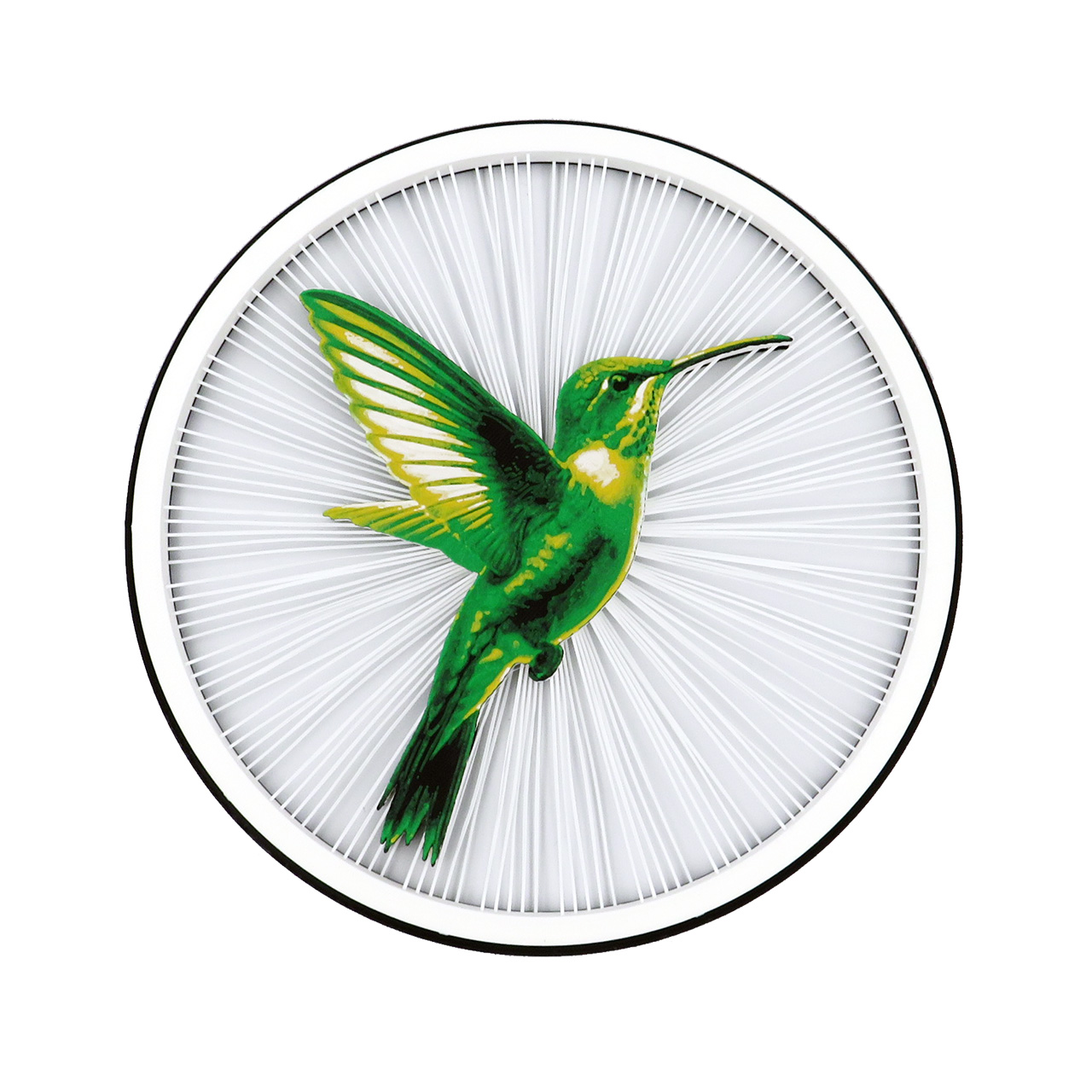 04 Sienine dekoracija apskritimo formos-kolibris-plastiko gijos