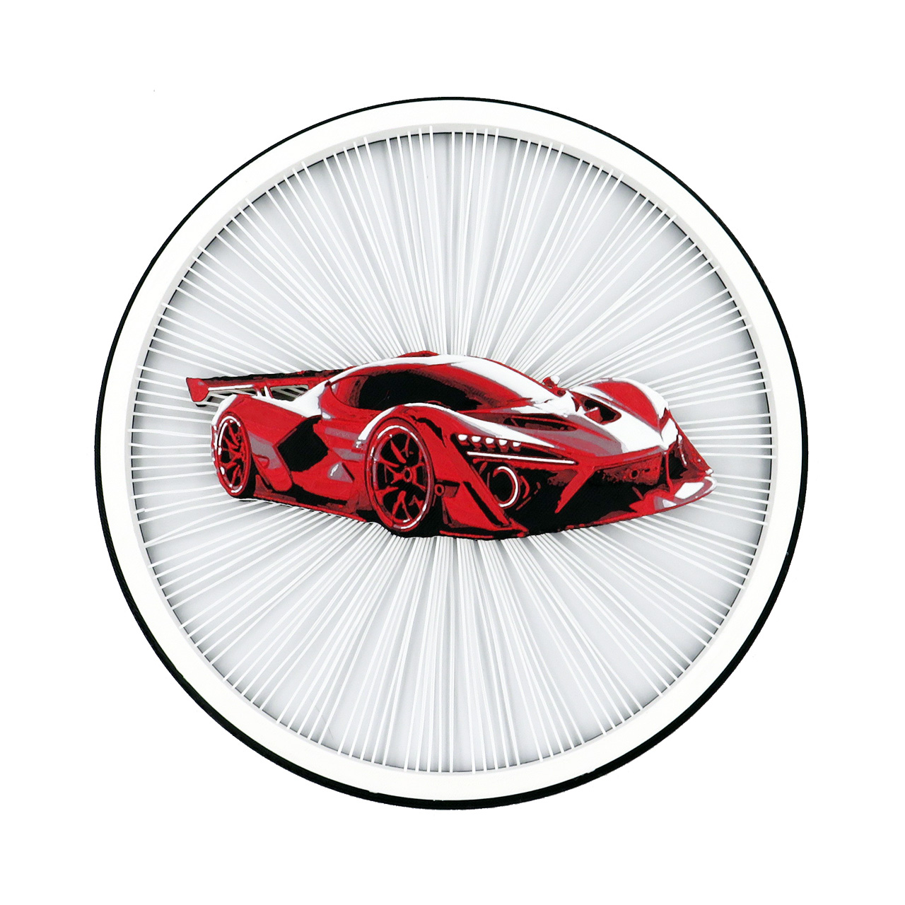 04 Staline dekoracija apskritimo formos-sportinis automobilis-plastiko gijos