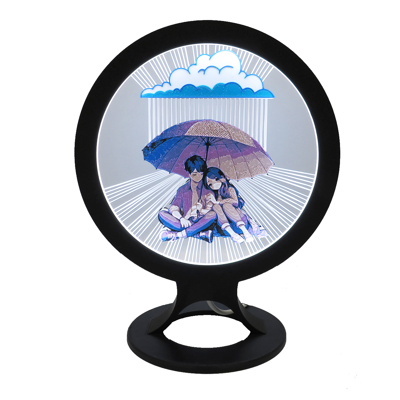 06 Stalinis LED sviestuvas apskritimo formos-Pora sedinti po lyjanciu debeseliu-plastiko gijos